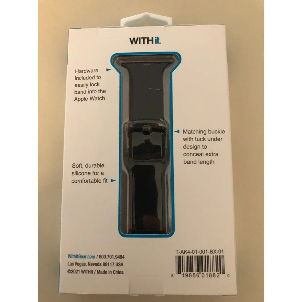 Apple Watch Band Withit 42 & 44 mm Black Silicone Watch Band New in Box